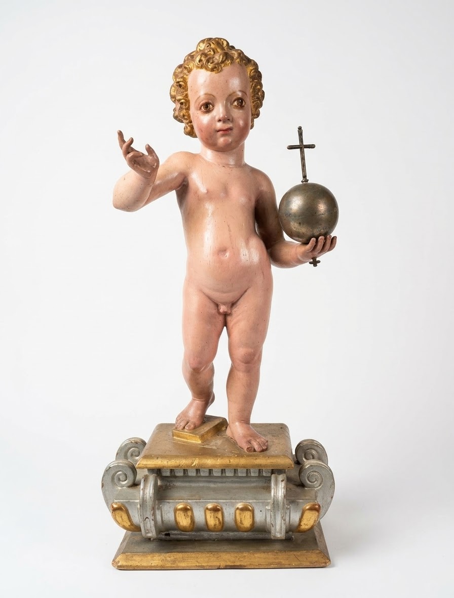 Talla de madera policromada del niño Jesús 1 Talla de madera policromada del niño Jesús